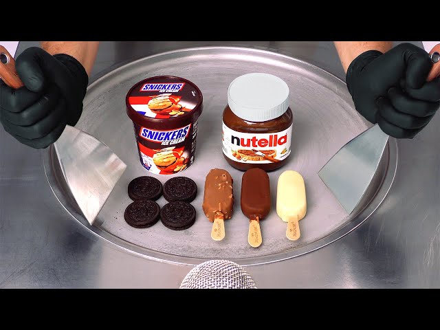 Snickers, Nutella, Oreo & Magnum - Ice Cream Rolls | ASMR