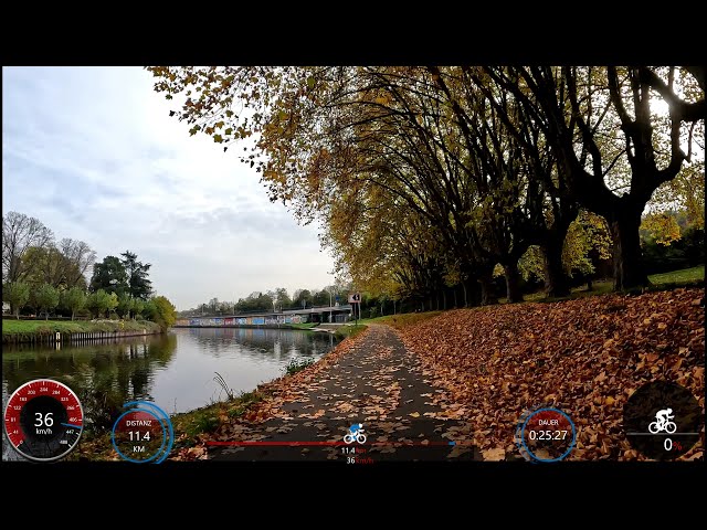 Autumn Indoor Cycling Fat Burning Workout Saar River Garmin 4K Video