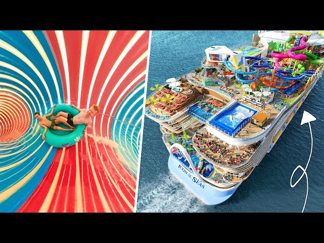 ALL SLIDES on WORLD'S BIGGEST CRUISE SHIP - Icon of the Seas waterpark - onride - 4K