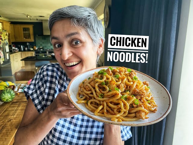 15 minute Delicious Chicken Noodles | Udon noodles | Cook with me | #withme | Food with Chetna