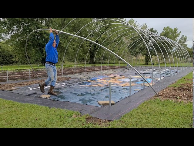 Bootstrap Farmer DIY hoop house video#3  Bending poles and install....