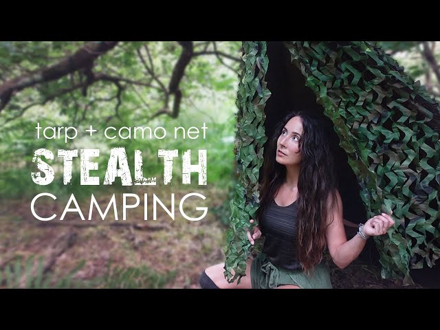 Solo Stealth Camping in the Woods with Tarp & Camo Netting + Threatened by an Angry Cockchafer