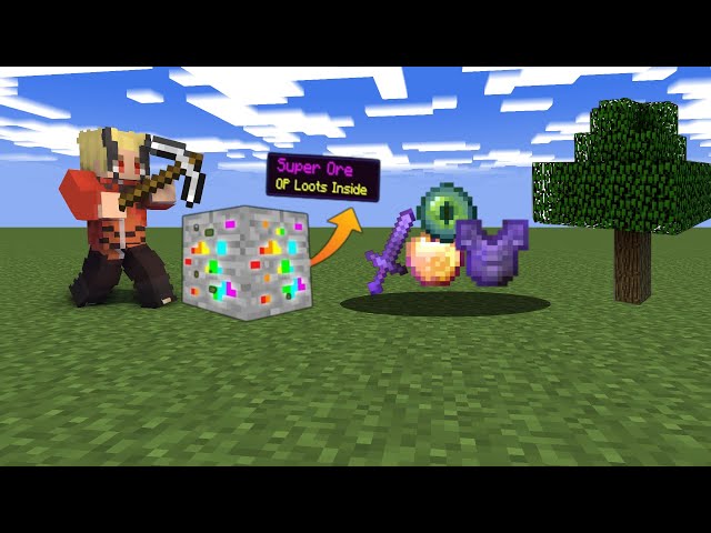 I killed ender dragon with grass block 😱 | Minecraft but ores are over powered |