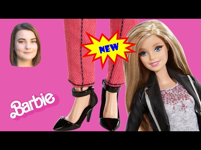 Barbie Style Doll Flat To Heels Black and Silver Jacket
