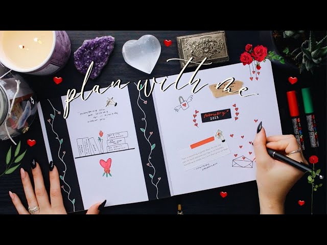 february plan with me 🌹 reading journal set up