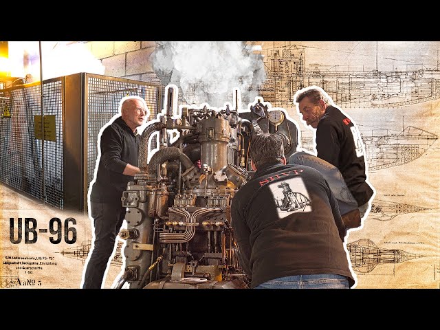 Start Up of a WW2 Submarine MAN Diesel Engine of a German UB-96 U-Boat 🔊