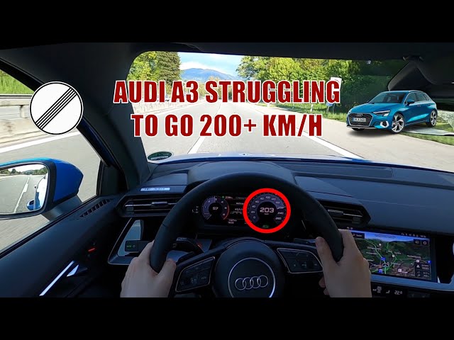 AUDI A3 STRUGGLING to go 200 KM/H on the GERMAN AUTOBAHN [NO SPEED LIMIT - AUTOBAHN POV - TOP SPEED]