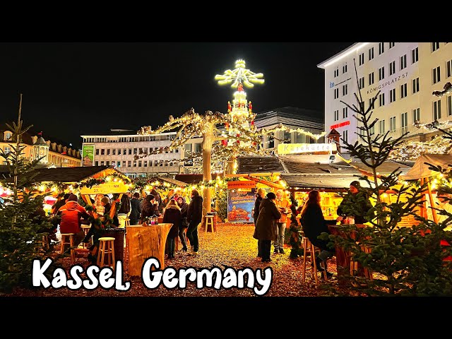 Christmas market walking tour in Kassel city, Germany 4K 60fps