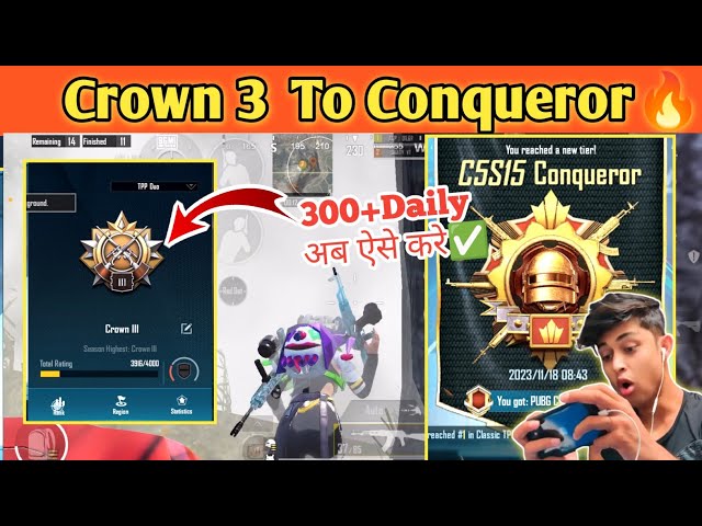 Day 4 🥵 Survival Gameplay Crown To Conqueror🔥| Conqueror rank push tips and tricks✅