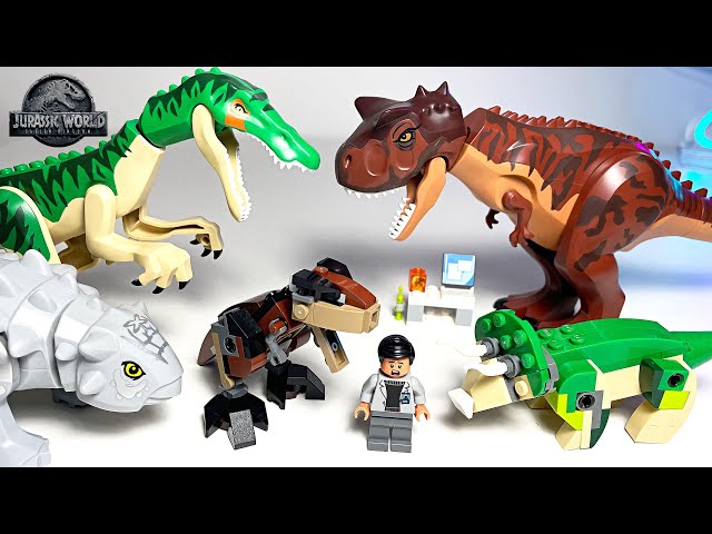 New Jurassic World Lego Dinosaurs! TRex, Triceratops, Carnotaurus, Barynoyx, Gallimimus, Raptors