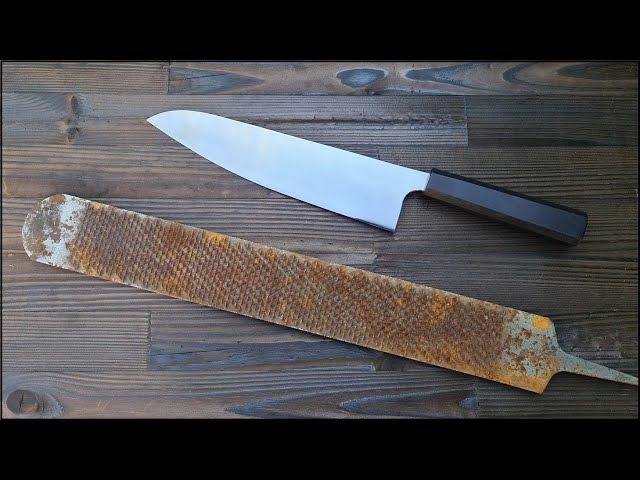 Making kitchen knife from farriers rasp.