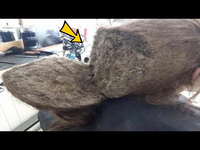 Girl refuses to comb hair, look what hairdresser finds inside