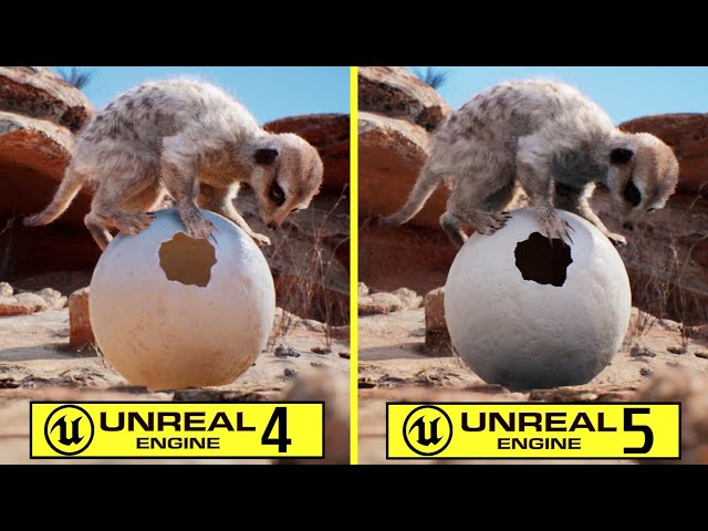 Meerkat Demo Unreal Engine 4.26 vs Unreal Engine 5.4 RTX 4080 Graphics Comparison