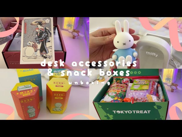 unboxing desk accessories (ft. tokyotreats and sakuraco) | snack boxes, miffy humidifer, smiski