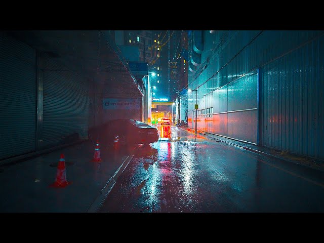 Walking in Seoul on a Heavy Rainy Night | Rain Ambience ASMR 4K HDR
