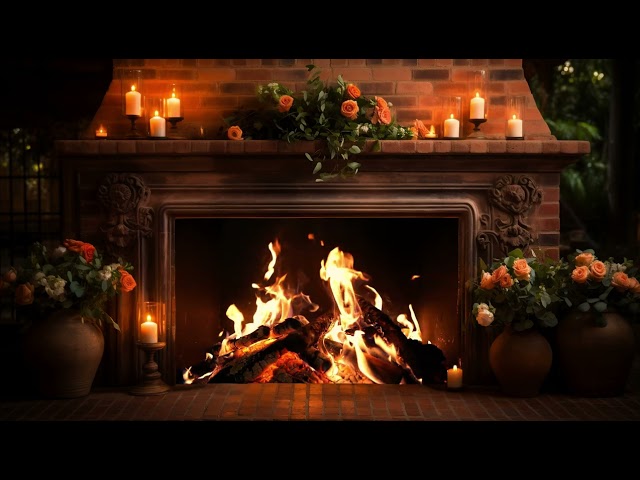 Crackling fireplace 4K With Burning Logs. Cozy Fireplace 4K