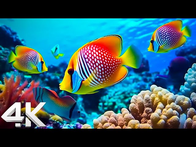 Aquarium 4K (ULTRA HD) 🐳 Tropical Fish, Coral Reef, Jellyfish - Relaxing Sleep Meditation Music