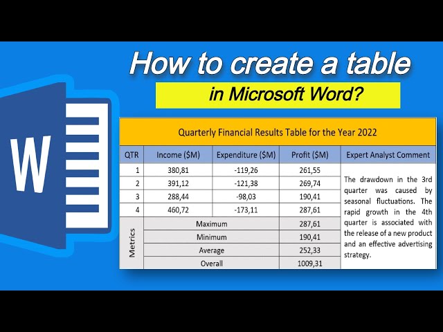 How to create a table in Word