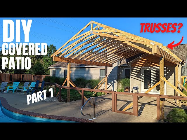 DIY Covered Patio | Building A Roof To Cover My Concrete Patio | P1 Foundation, Framing & Roofing
