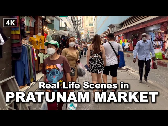【🇹🇭 4K】Real Life Scenes in Pratunam Market Thailand | Bangkok Walk 2021