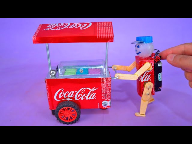 Amazing Ice Cream Cart and Robot Seller made with Coca Cola Cans