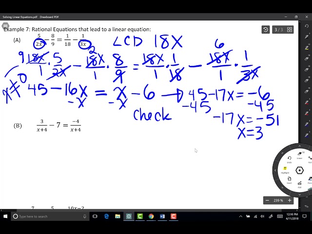 Solving Rational Equations that Leads to a Linear Equation