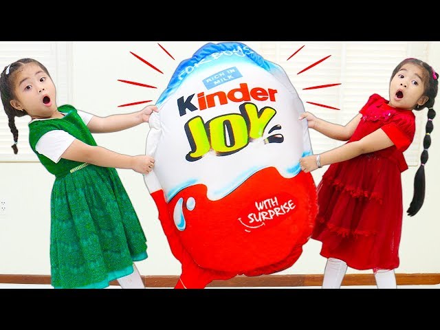 Suri & Annie Go On Giant Chocolate Kinder Joy Surprise Egg Hunt for Kids
