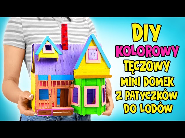ŁATWE! DIY kolorowy tęczowy mini domek z patyczków do lodów | ZABAWNE RĘKODZIEŁO!