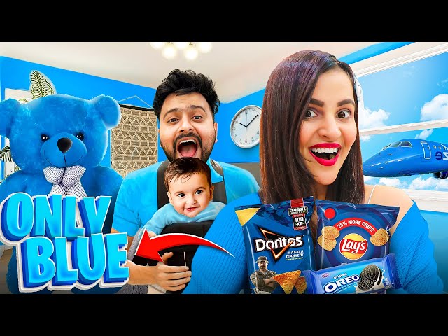 BLUE Color Challenge || Eating & Buying Everything in ONE COLOR CHALLENGE 💙🩵