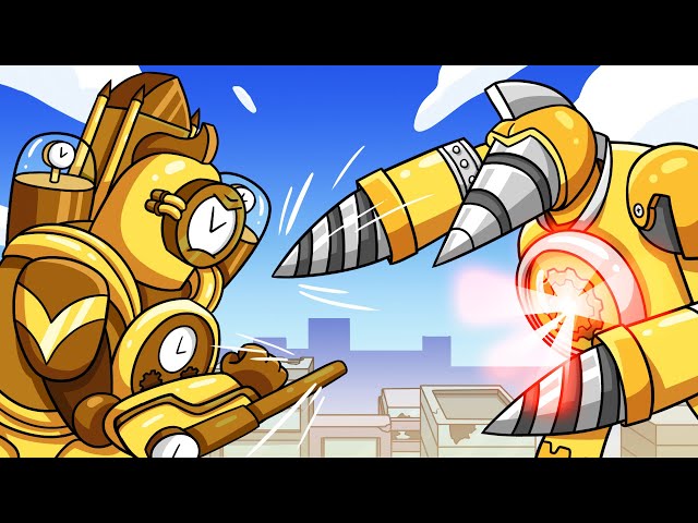 TITAN DRILLMAN vs. TITAN CLOCKMAN! (Cartoon Animation)
