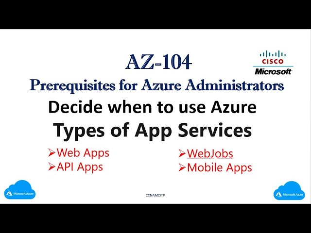 AZ-104 - Decide when to use Azure Types of App Services : WebJobs, Mobile Apps Web, Apps, API Apps
