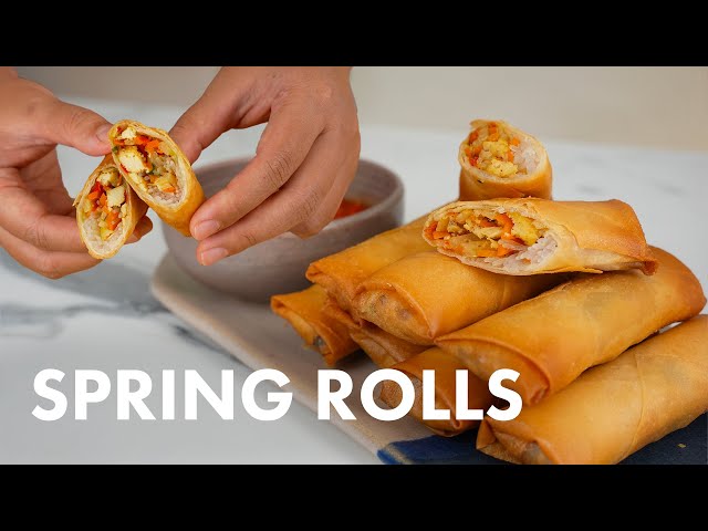Easy Fried Spring Rolls Recipe with Noodles and Sweet Chili Sauce