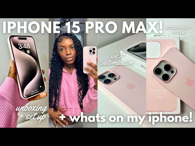 IPHONE 15 PRO MAX UNBOXING (white titanium) & SETUP ✨ | + WHATS ON MY IPHONE! (ios 17)