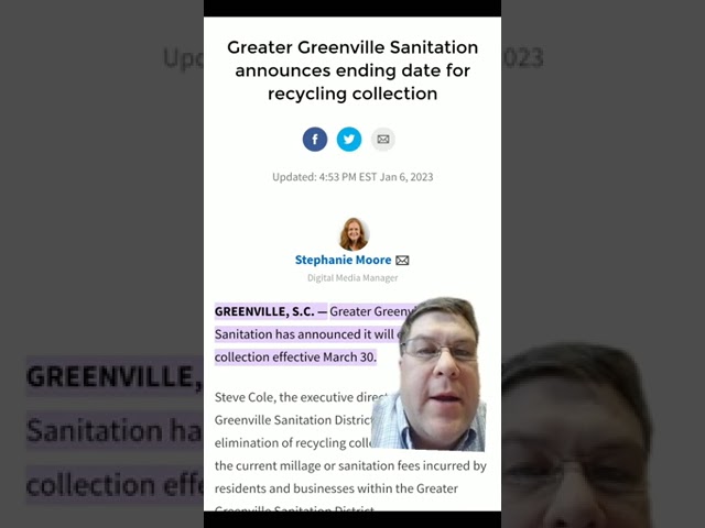 Greenville SC ends curbside recycling pickup.