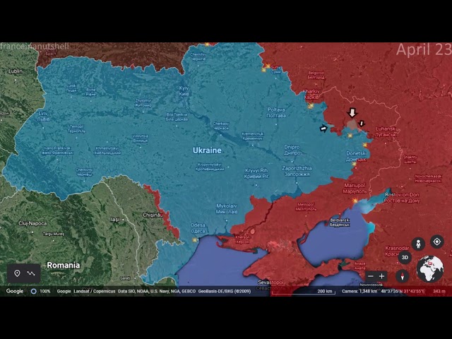 Russo-Ukrainian War: First 5 Months Mapped using Google Earth