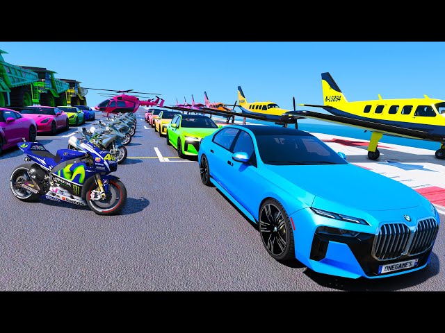 Stunt Deluxe Chiliad new Cars BMW i7 MotoGP Rossi Hilecopter Planes Dump Challenge Cars Mods GTA V