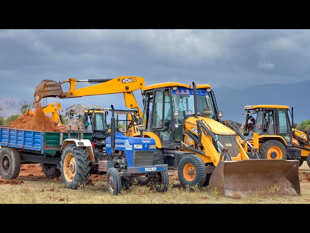 JCB 3DX Loading Murum in Swaraj 735FE John deere 5050 4x4 Tractor for Farming Land | Jcb Tractor