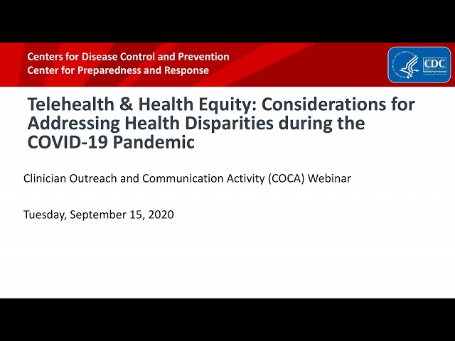 Telehealth & Health Equity: Addressing Health Disparities during the COVID-19 Pandemic