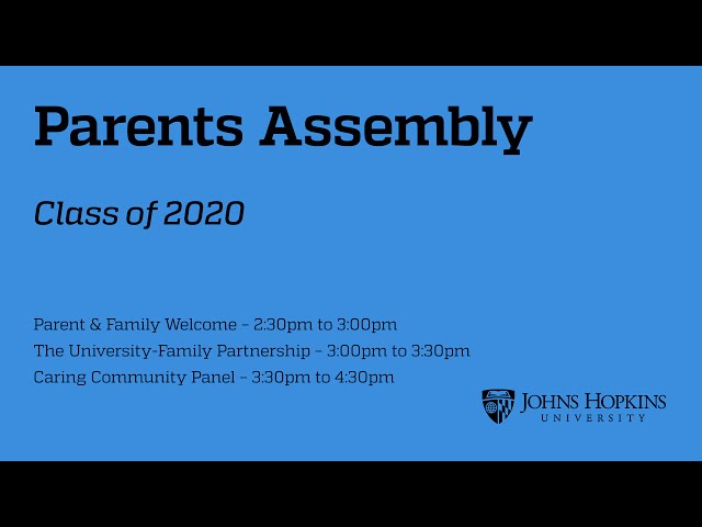 Parents Assembly at Johns Hopkins University, Shriver Hall, Aug 27, 2016