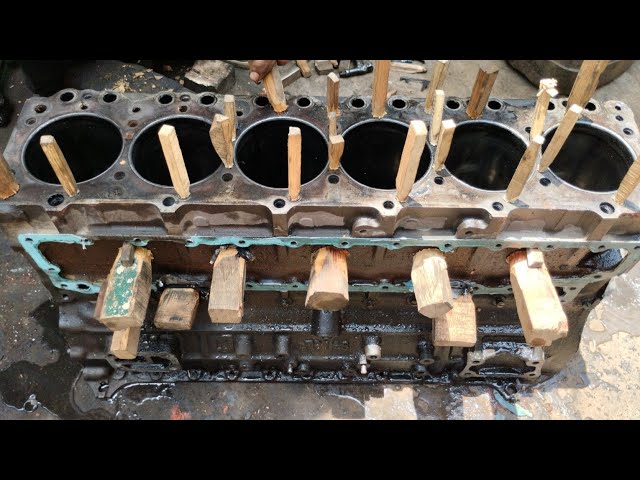 Restoration diesel engine cylinder block cracked & leakage testing