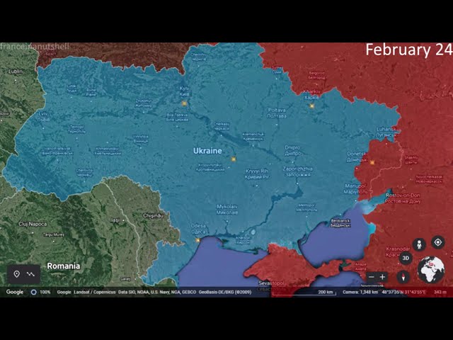 Russo-Ukrainian War: First Week Mapped using Google Earth