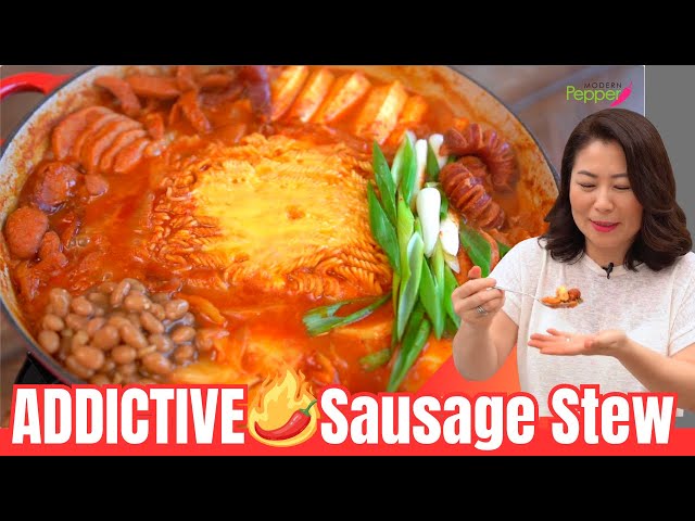 THE BEST🌶ADDICTIVE Korean Sausage Spam Stew Recipe [Army Base Stew] Budae Jjigae 🇰🇷부대찌개