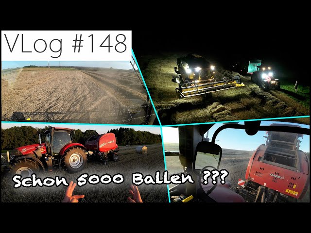 FarmVLOG#148: Dinkel dreschen bei Nacht & How to drive Case RB465 Presse mit Ballenbaron Domi