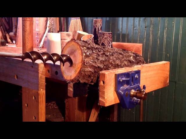 Boring into End Grain with a T-handle Auger: The Beginning of a Shrink Pot