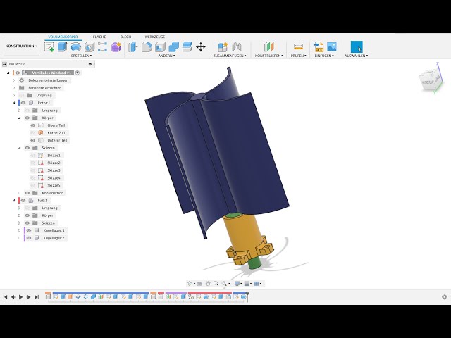 Vertikales Windrad Fusion 360 Tutorial Deutsch CAD