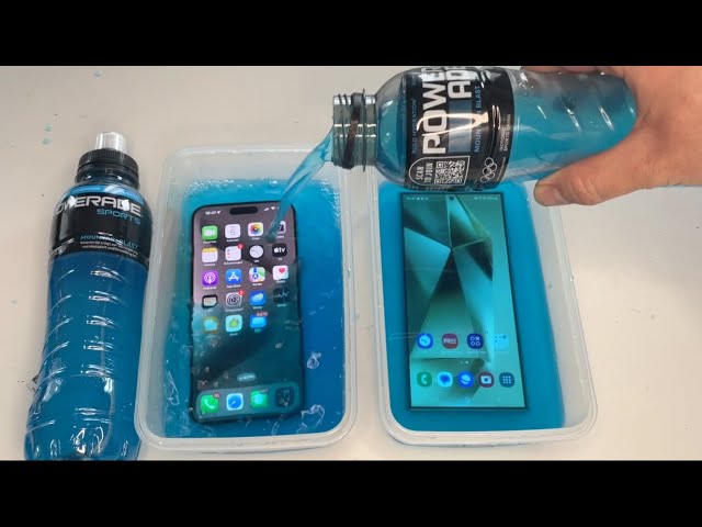 Samsung Galaxy S24 Ultra vs iPhone 15 Pro Max POWERADE FREEZE Test! 24 Hours! WOW!