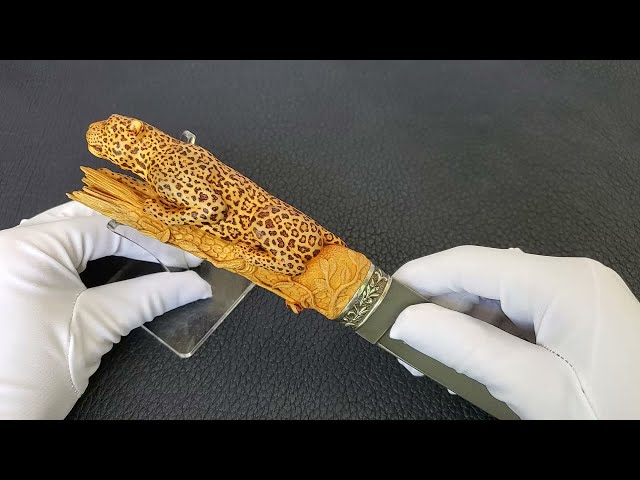 Handmade art knife Leopard