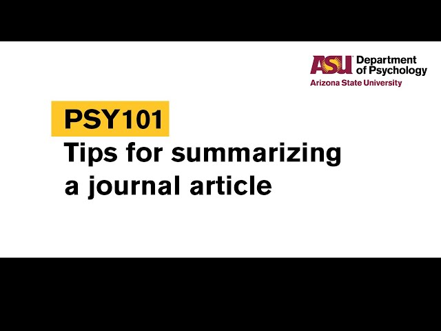 Tips for summarizing a journal article