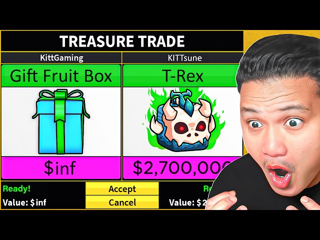 Trading GIFT FRUIT BOXES To T-REX Fruit In Blox Fruits