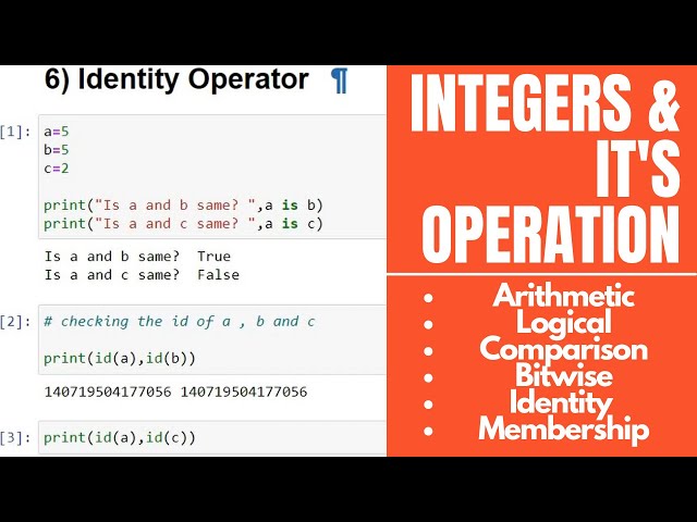 Python Integers | Arithmetic | Comparison | Logical | Bitwise | Identity | Membership Operation